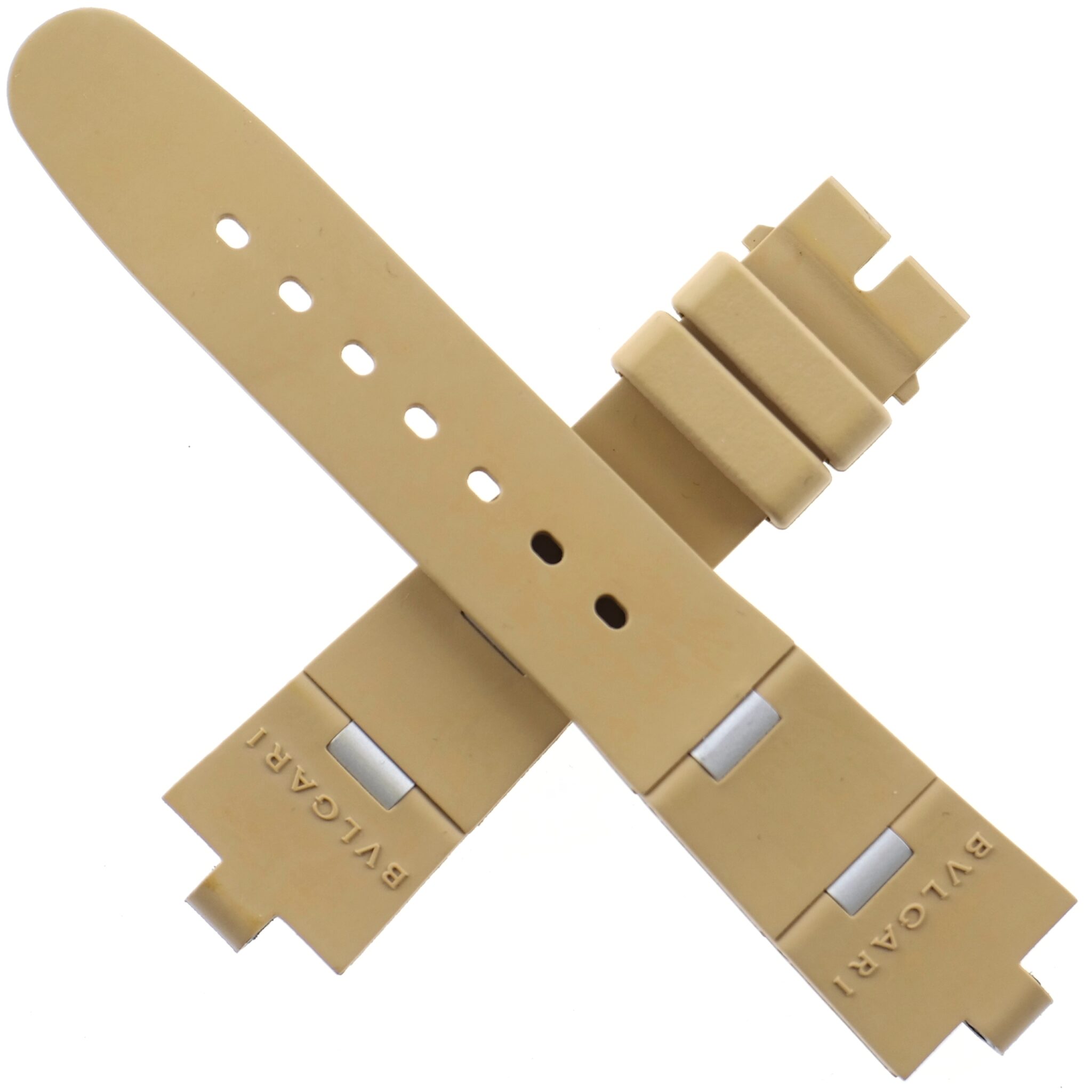 Authentic BVLGARI Rubber Watch Strap – 20-16/110-70 – Beige