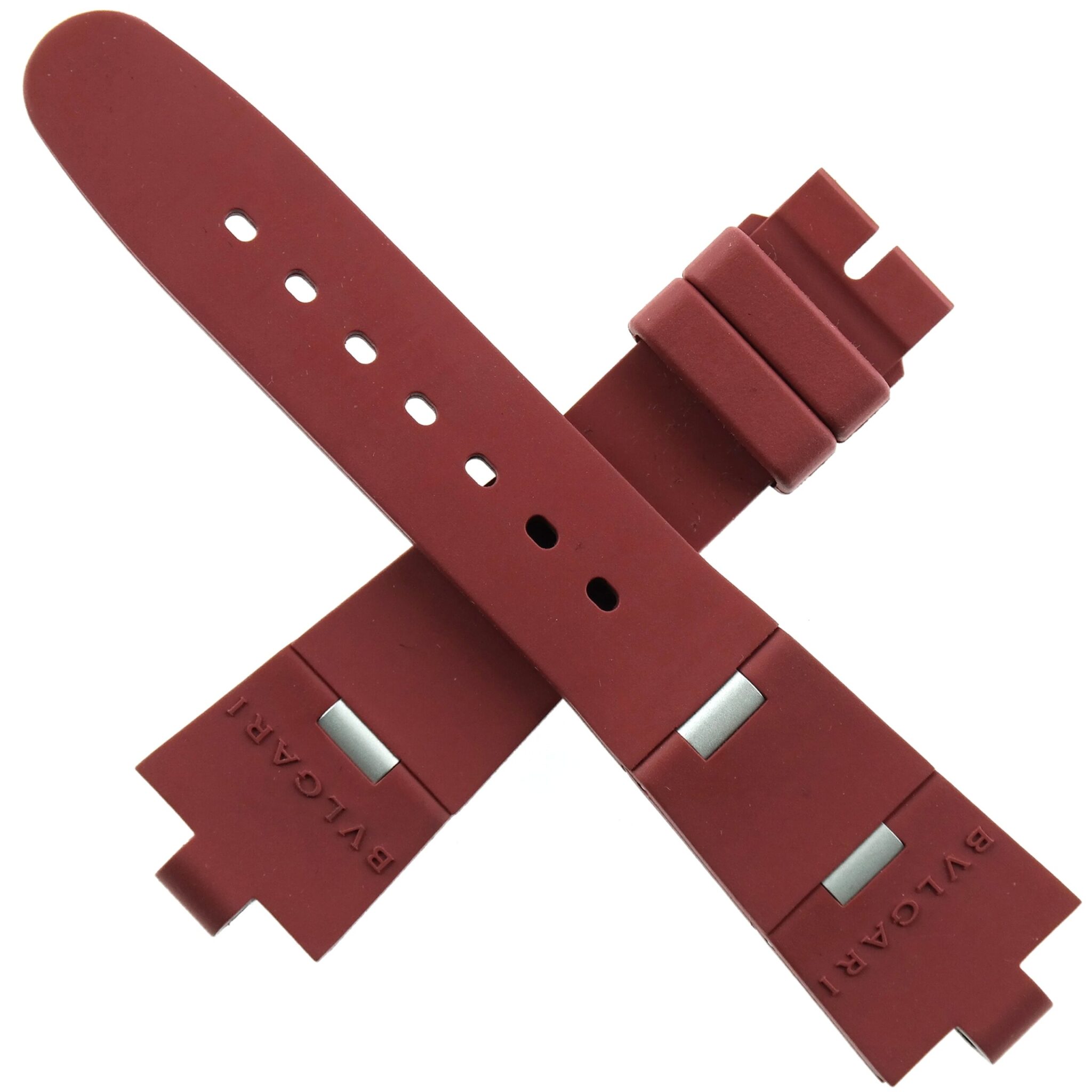 Authentic BVLGARI Rubber Watch Strap – 22-16/110-70 – Burgundy