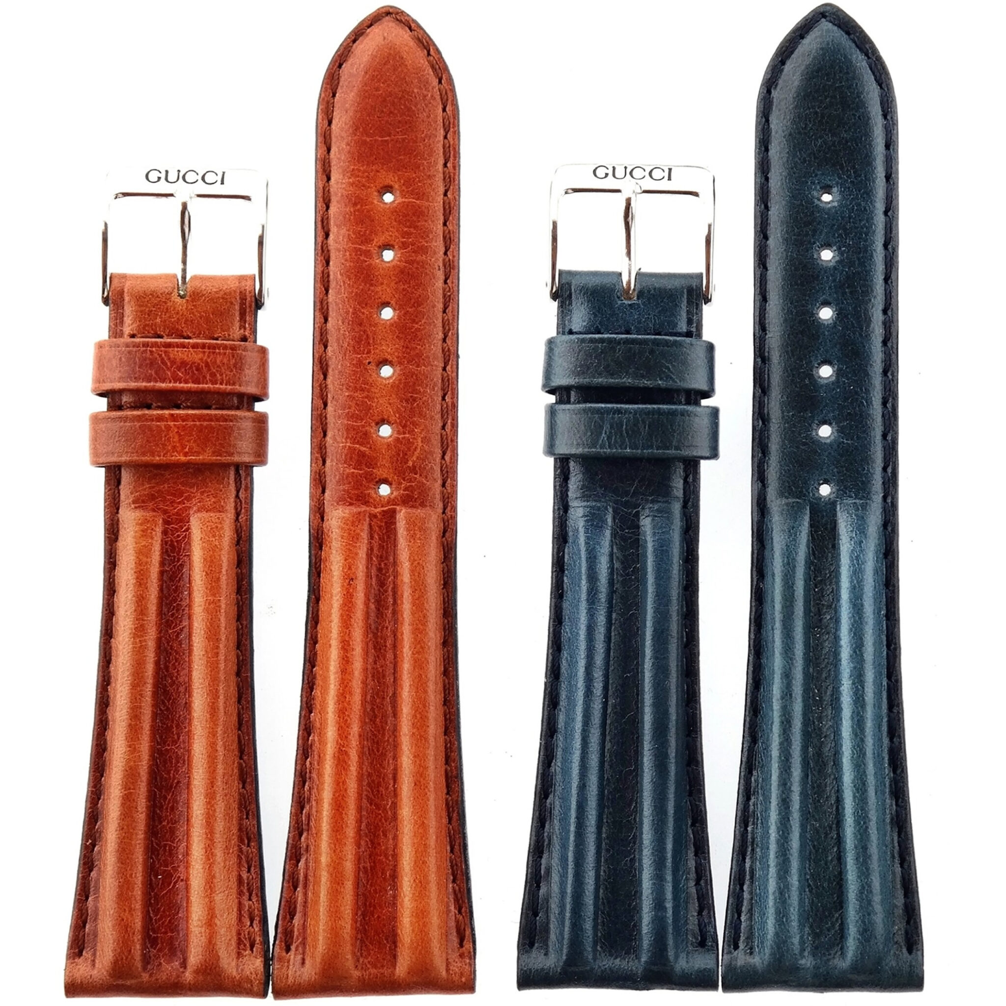 Authentic GUCCI Watch Strap – Brown or Blue Leather – 22 mm