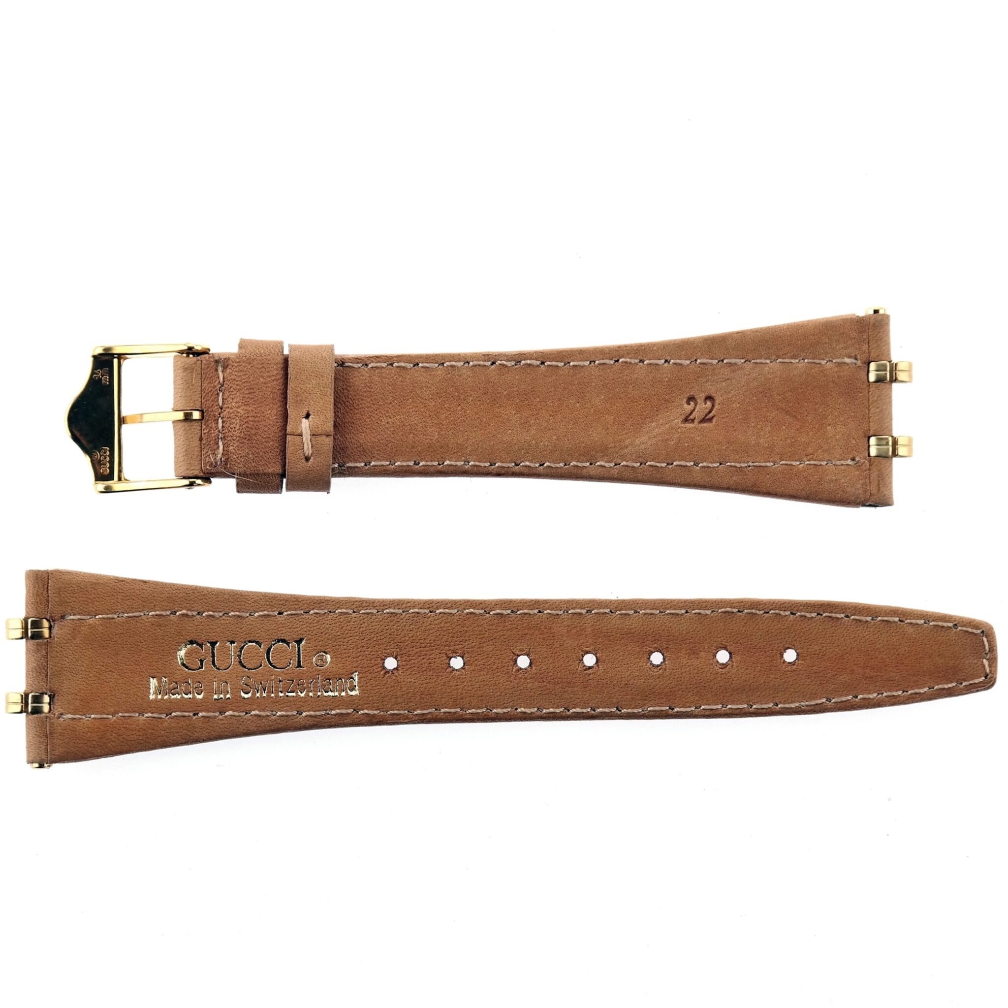 Authentic GUCCI Watch Strap - Leather - 22 mm - Made in Switzerland