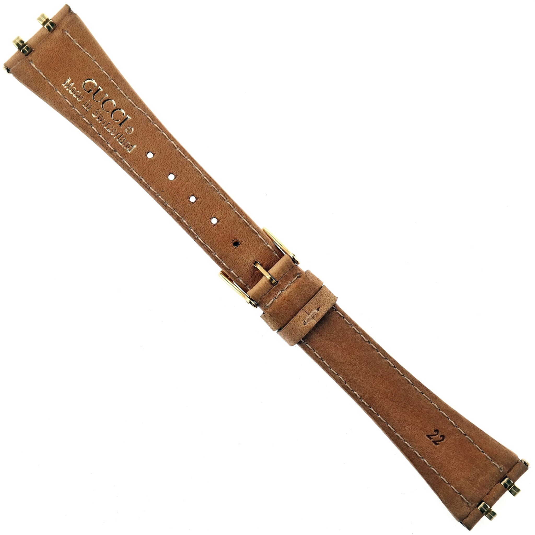 Authentic GUCCI Watch Strap - Leather - 22 mm - Made in Switzerland