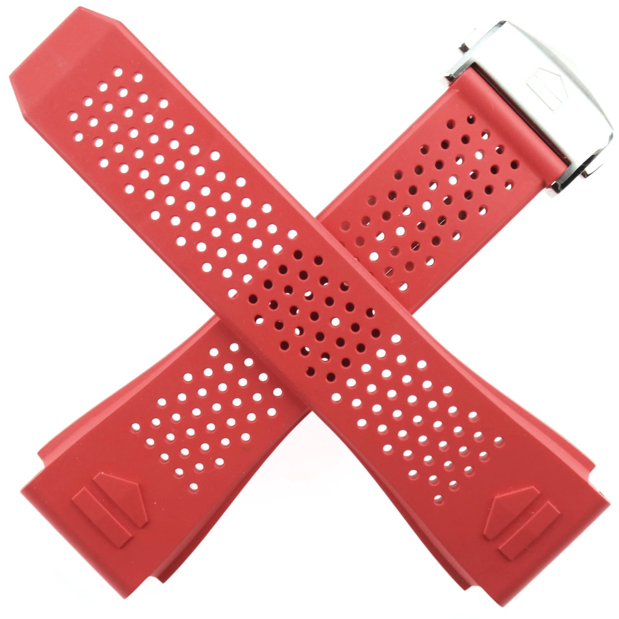 Authentic TAG Heuer Connected E3/E4 Rubber Strap with Deployant Clasp – Red