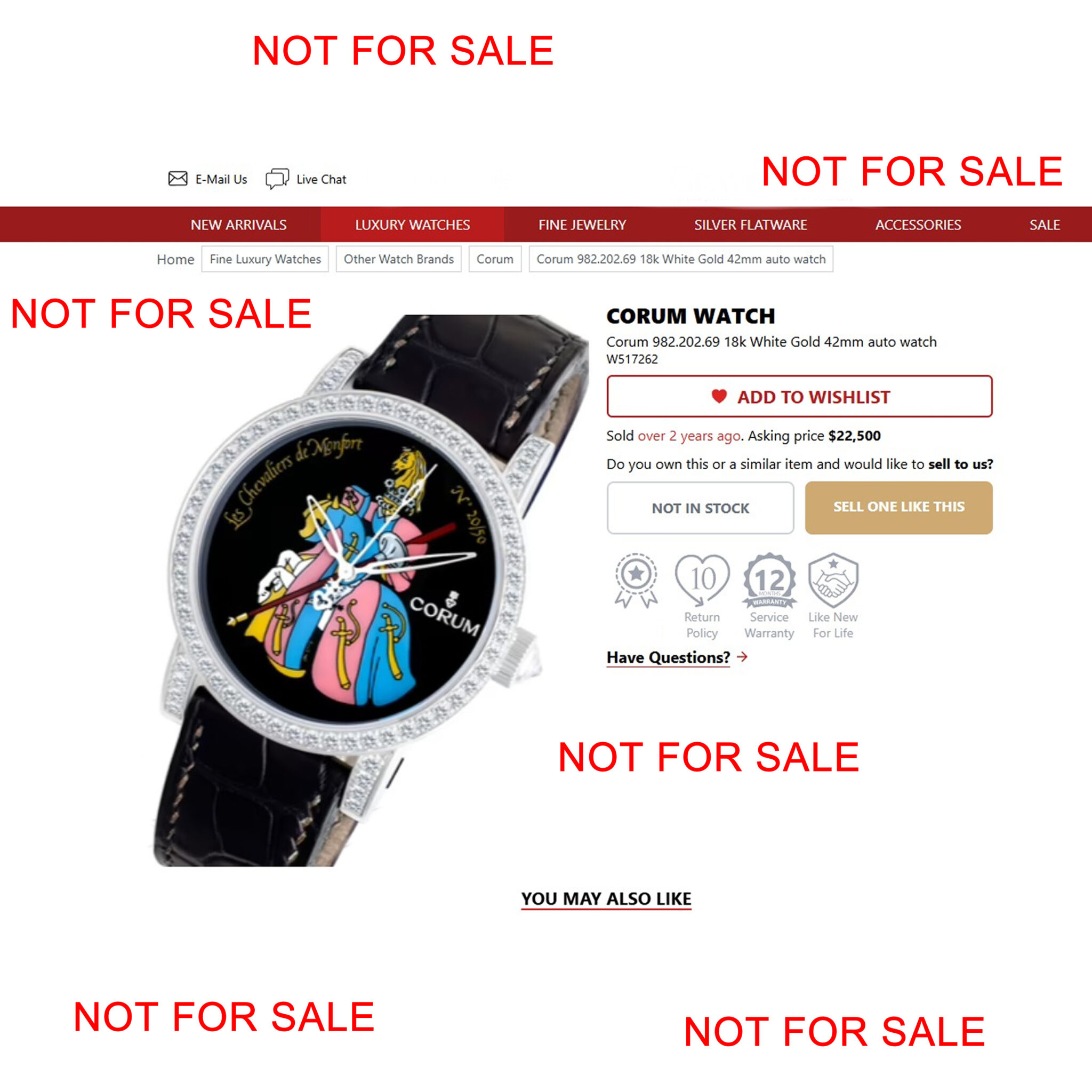 CORUM Automatic Artisan Classical Les Chevaliers de Montfort 42 White Gold - Watch Movement Kit