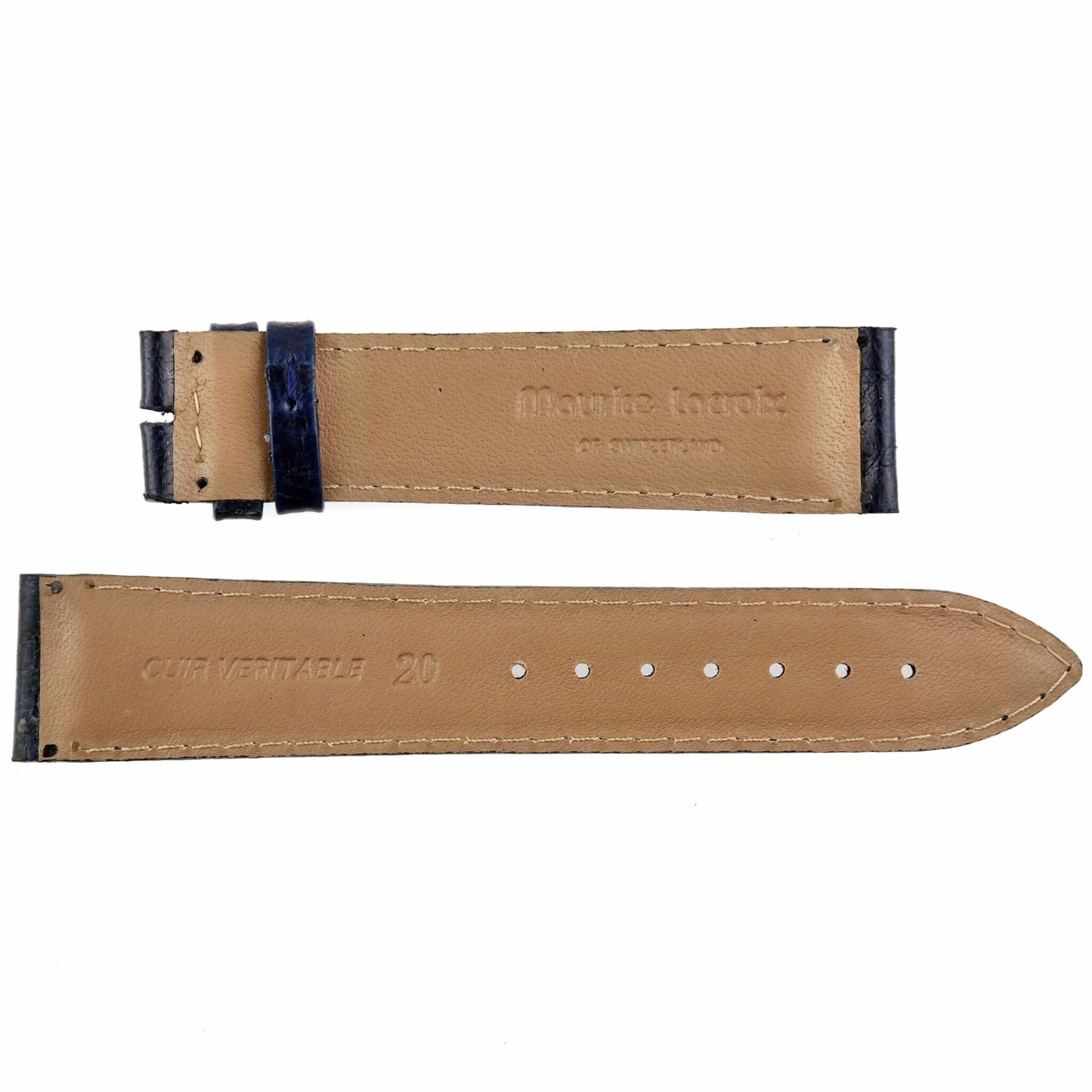 MAURICE LACROIX - Leather Watch Strap - 20 mm - Swiss Made - Blue