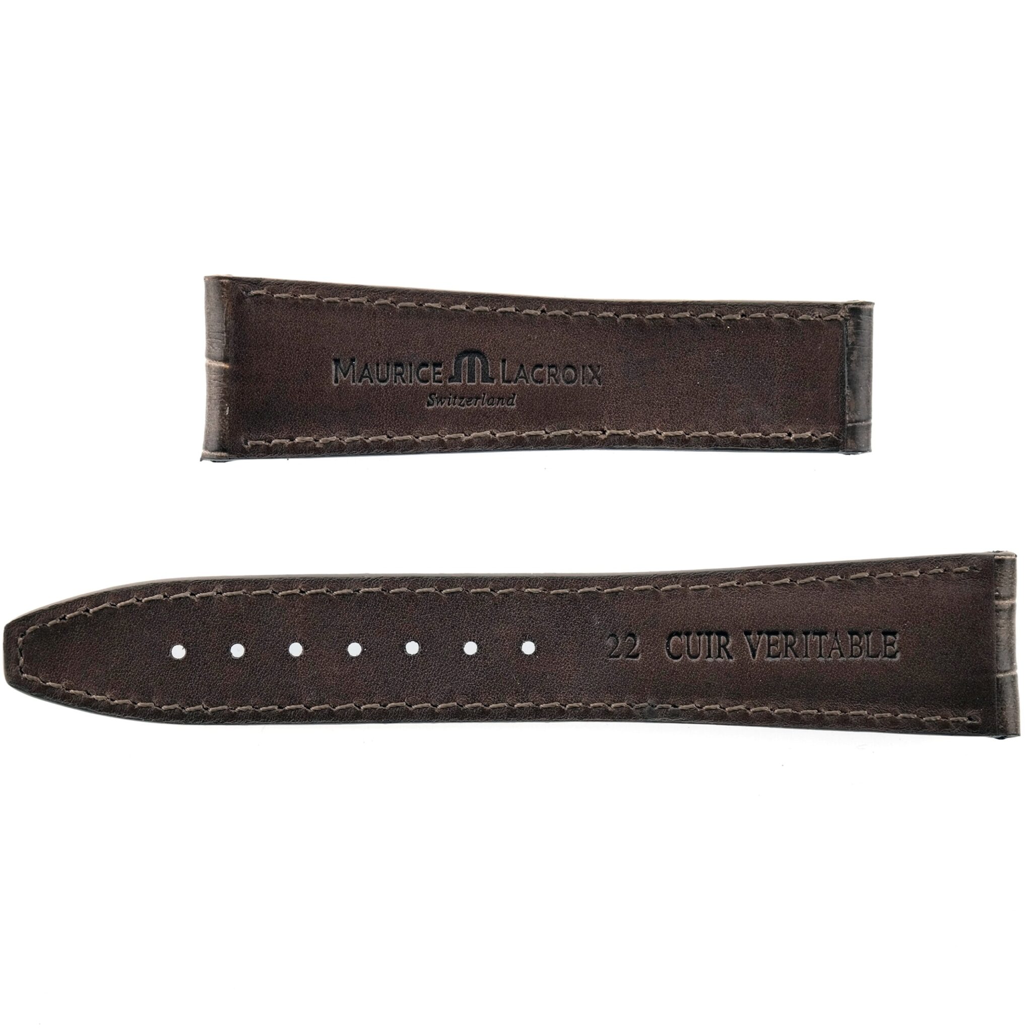 MAURICE LACROIX - Leather Watch Strap - 22/18 80/120 - Swiss Made - Brown