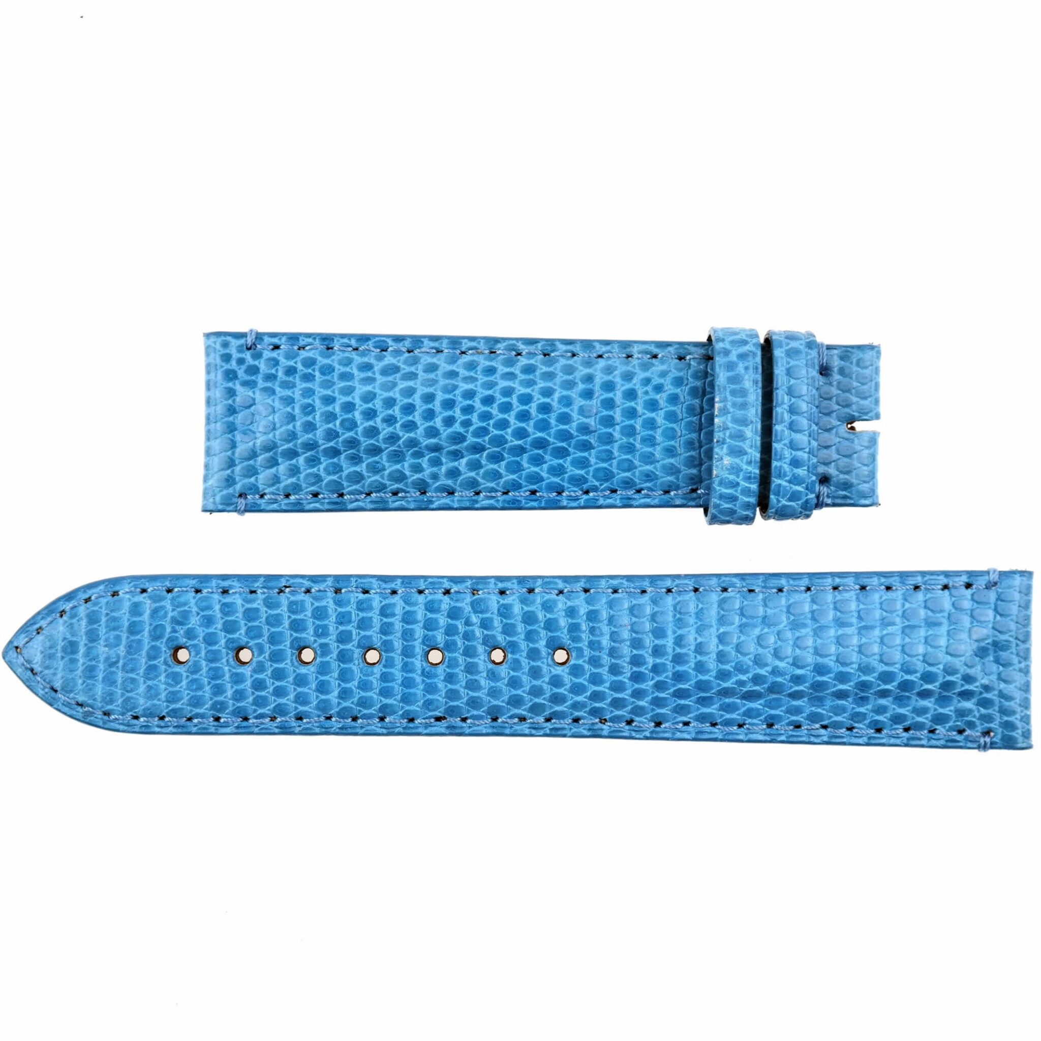 RODOLPHE - Luxury Watch Strap - 20 mm - Genuine Lizard - Swiss Made - Blue