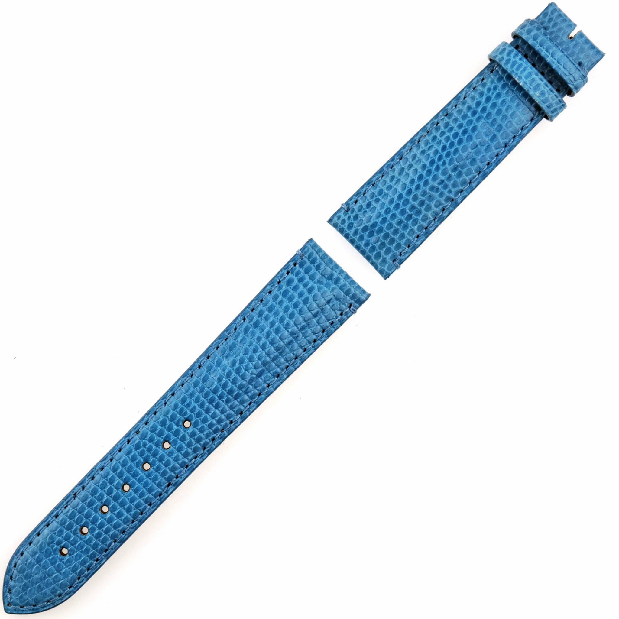 RODOLPHE - Luxury Watch Strap - 20 mm - Genuine Lizard - Swiss Made - Blue