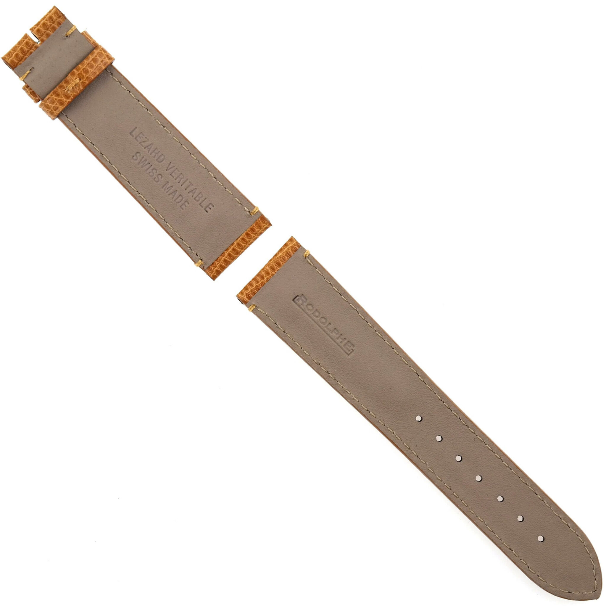 RODOLPHE - Luxury Watch Strap - 20 mm - Genuine Lizard - Swiss Made - Brown