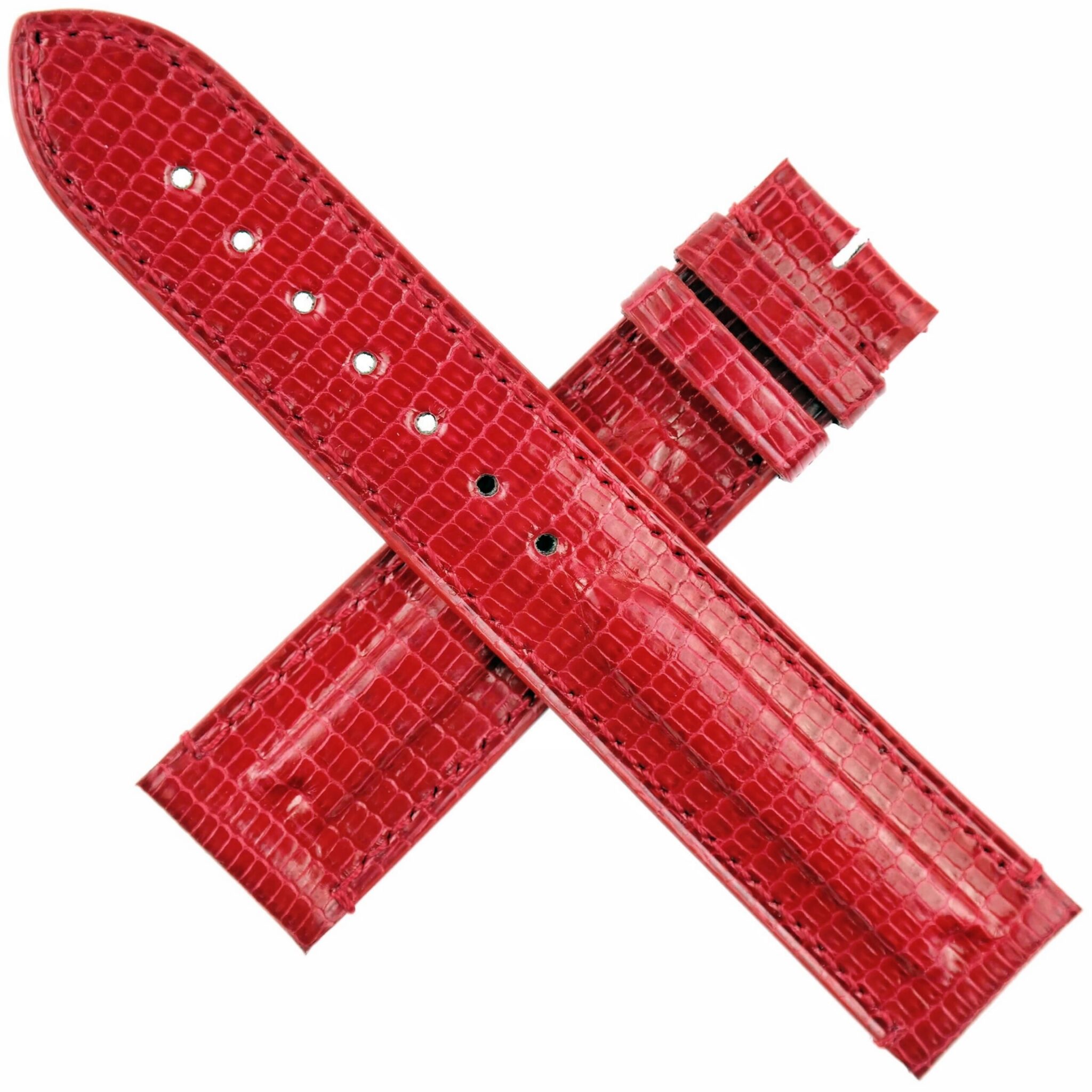 RODOLPHE – Luxury Watch Strap – 20 mm – Genuine Lizard – Swiss Made – Red