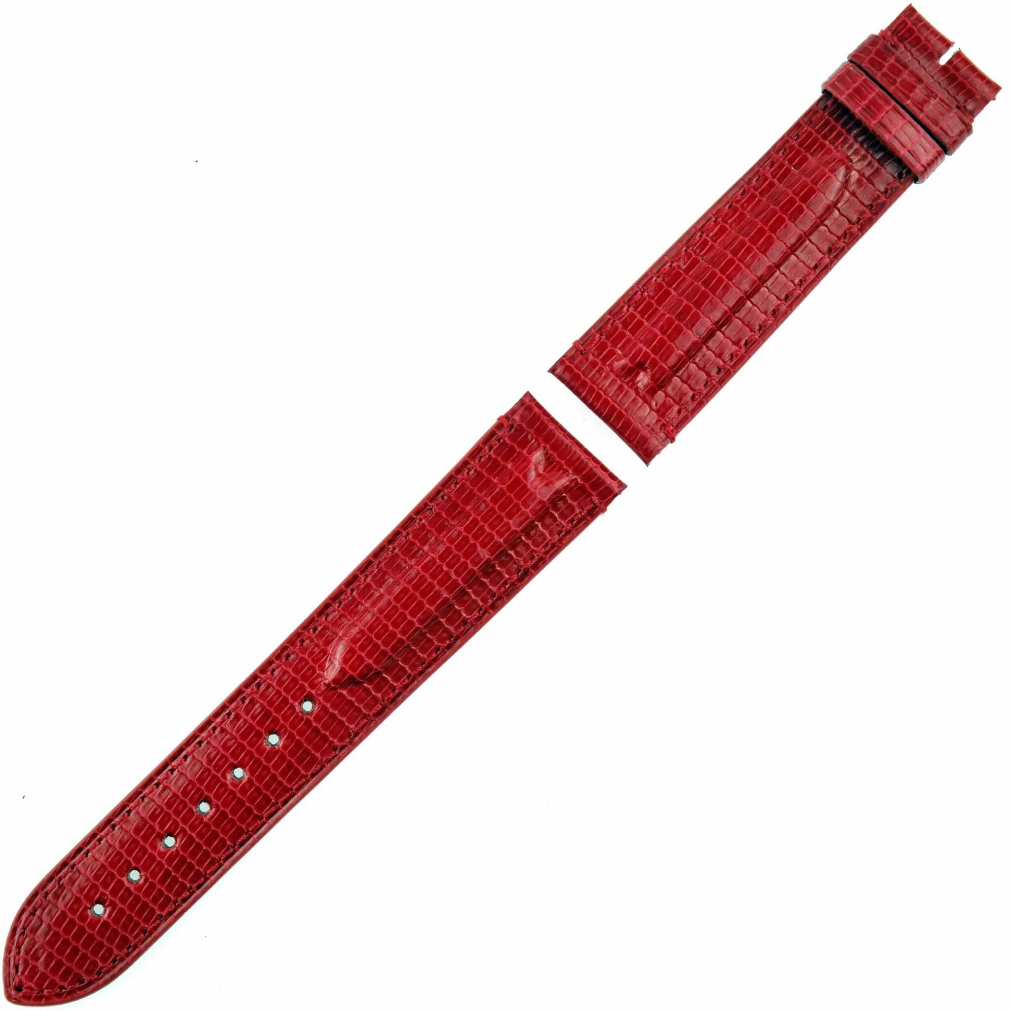 RODOLPHE - Luxury Watch Strap - 20 mm - Genuine Lizard - Swiss Made - Red