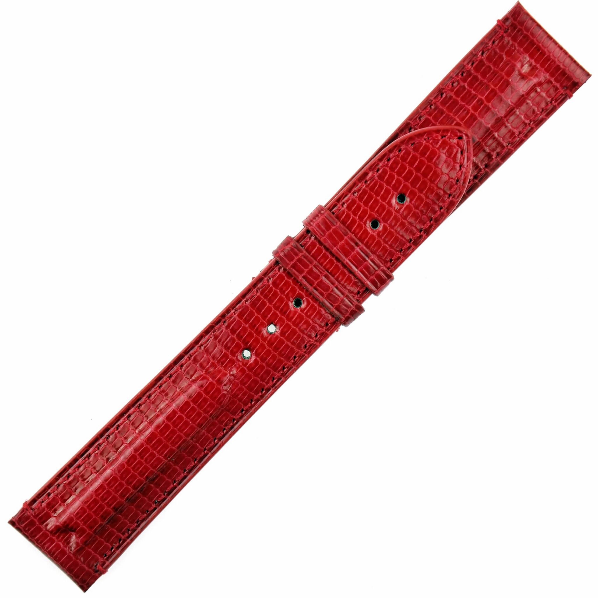 RODOLPHE - Luxury Watch Strap - 20 mm - Genuine Lizard - Swiss Made - Red