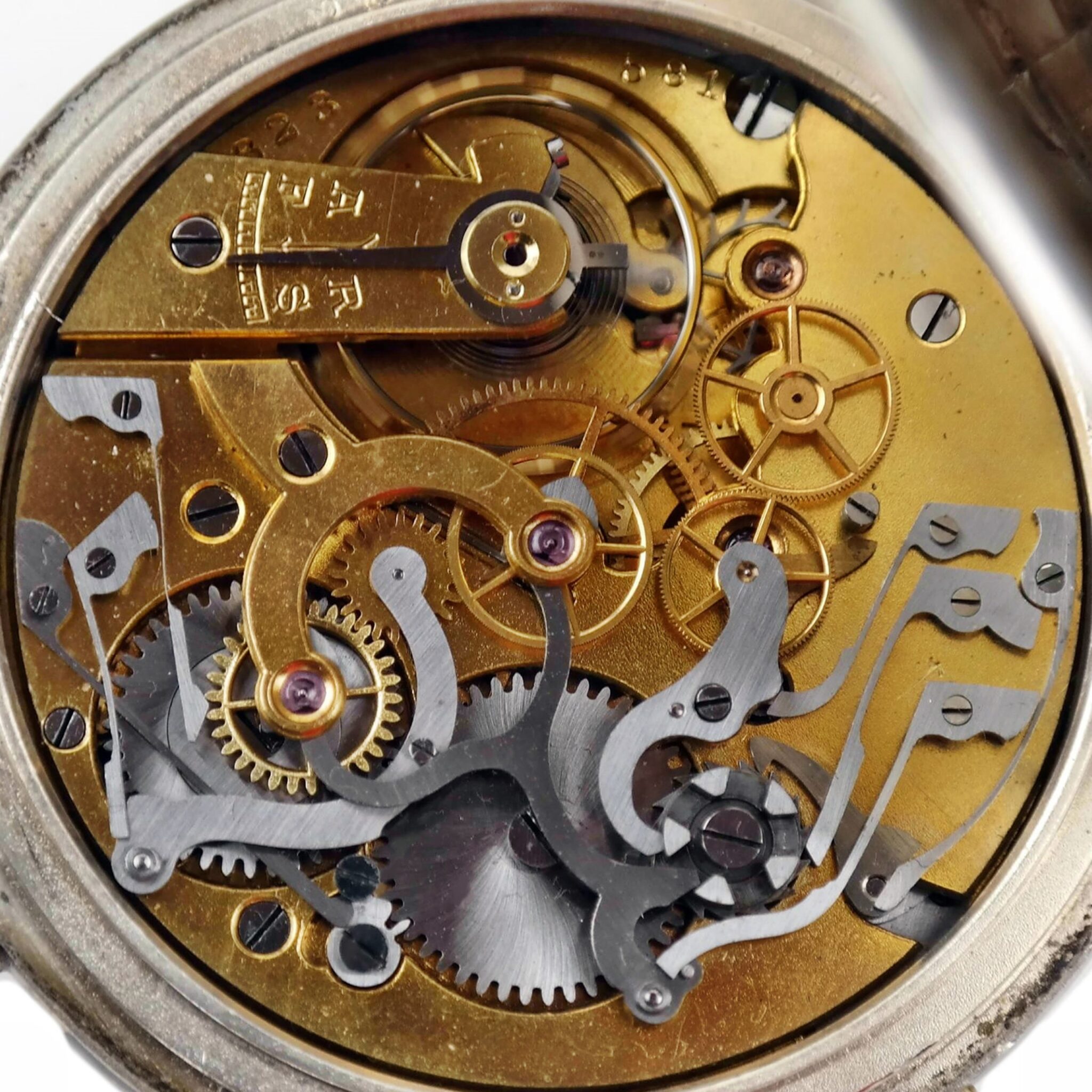 Single Pusher Column Wheel Chronograph Vintage Silver Pocket Watch