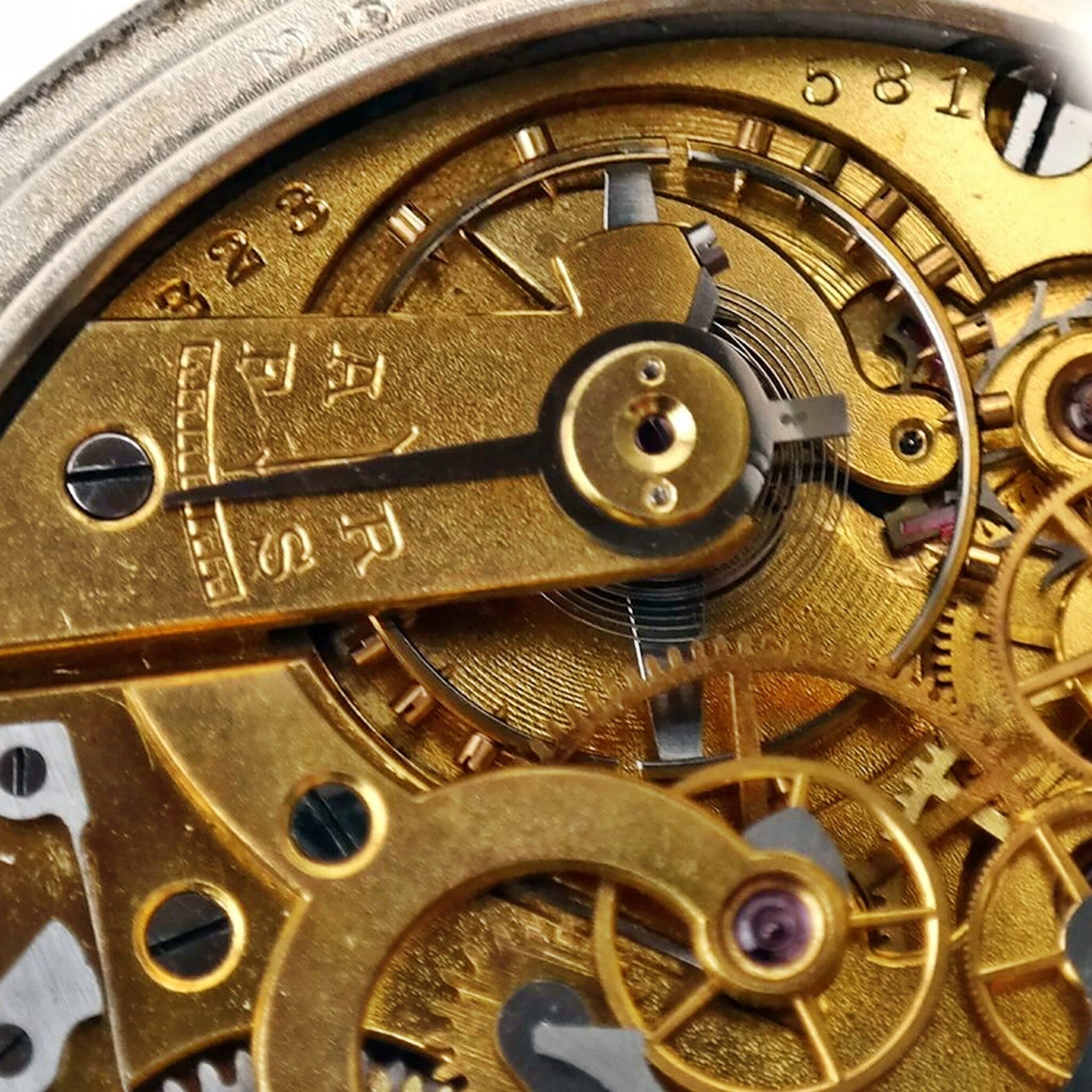 Single Pusher Column Wheel Chronograph Vintage Silver Pocket Watch