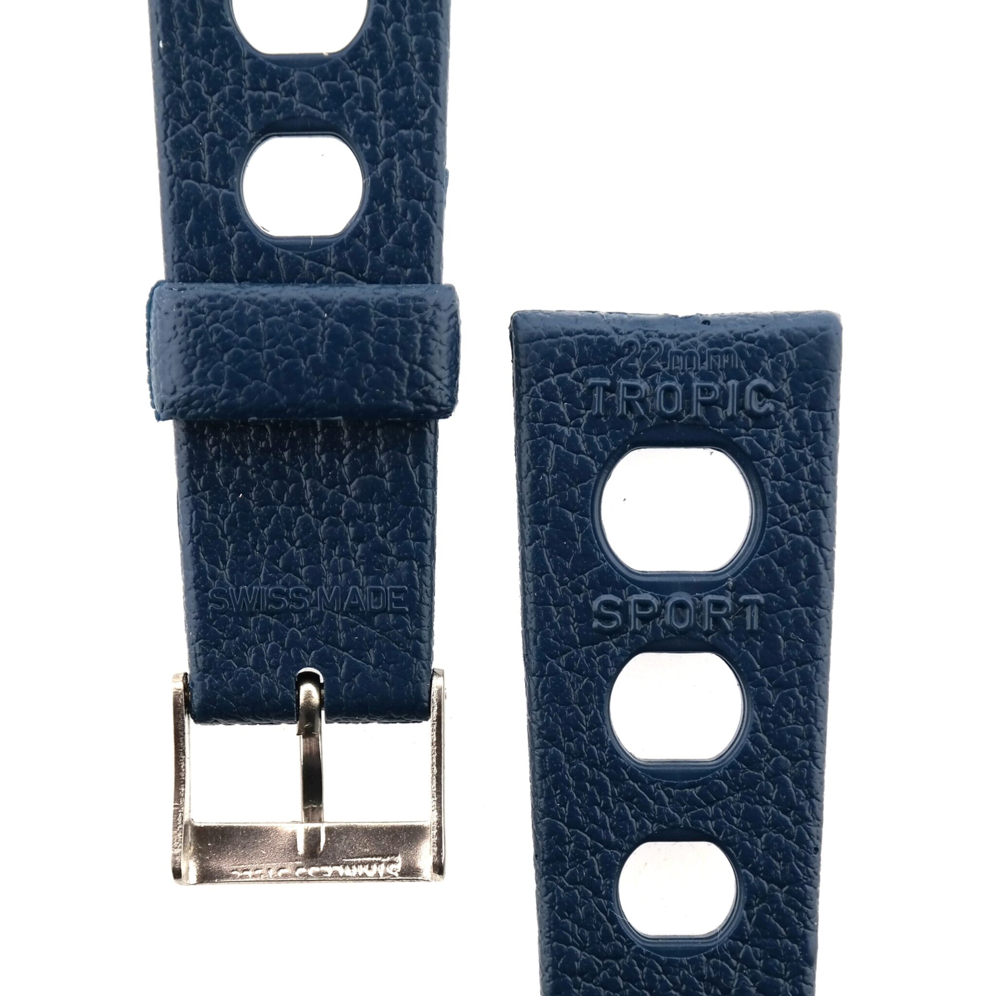Vintage BESTFIT TROPIC SPORT Watch Strap - 23322 - 22 mm - Blue - Swiss Made