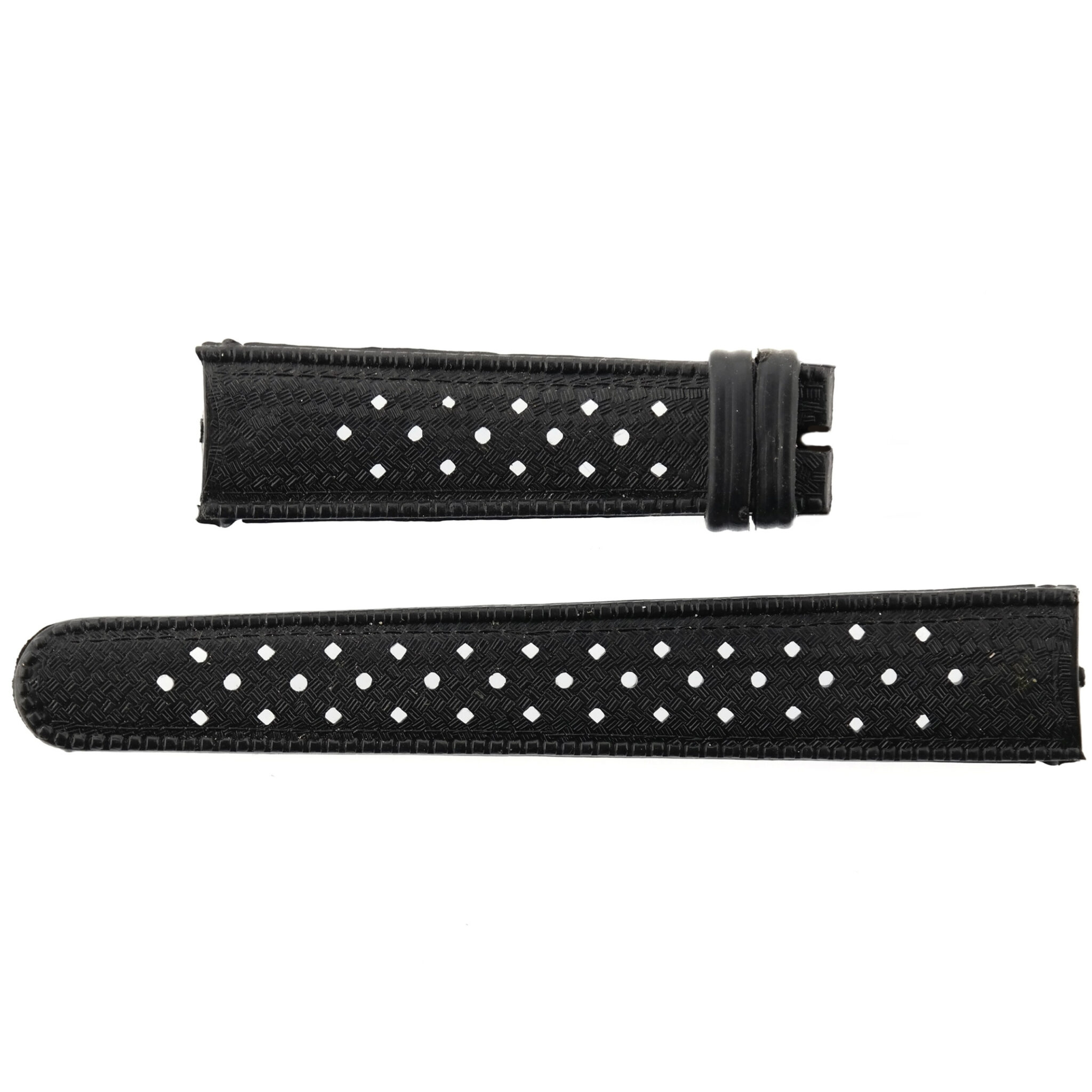 Vintage Natural Rubber Watch Strap - 1691 - 19 mm - Black - Swiss Made