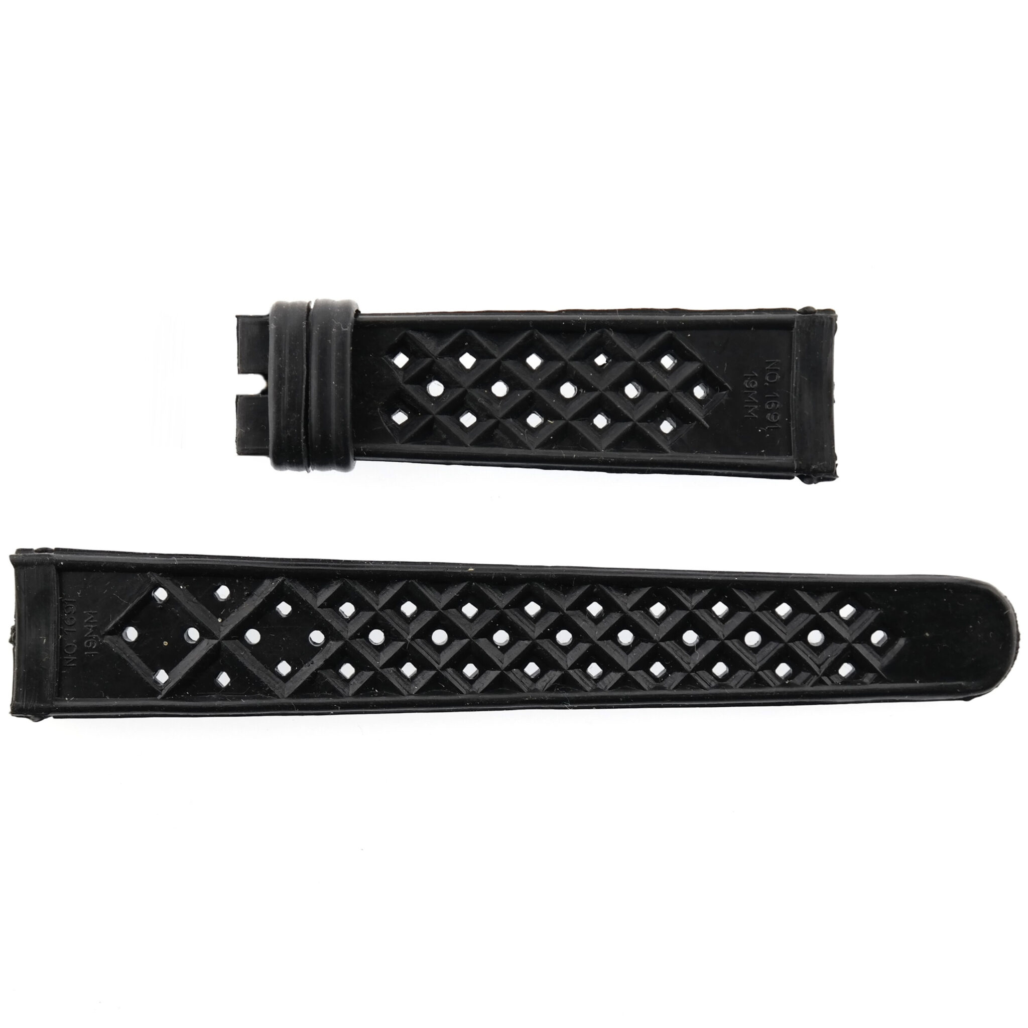 Vintage Natural Rubber Watch Strap - 1691 - 19 mm - Black - Swiss Made