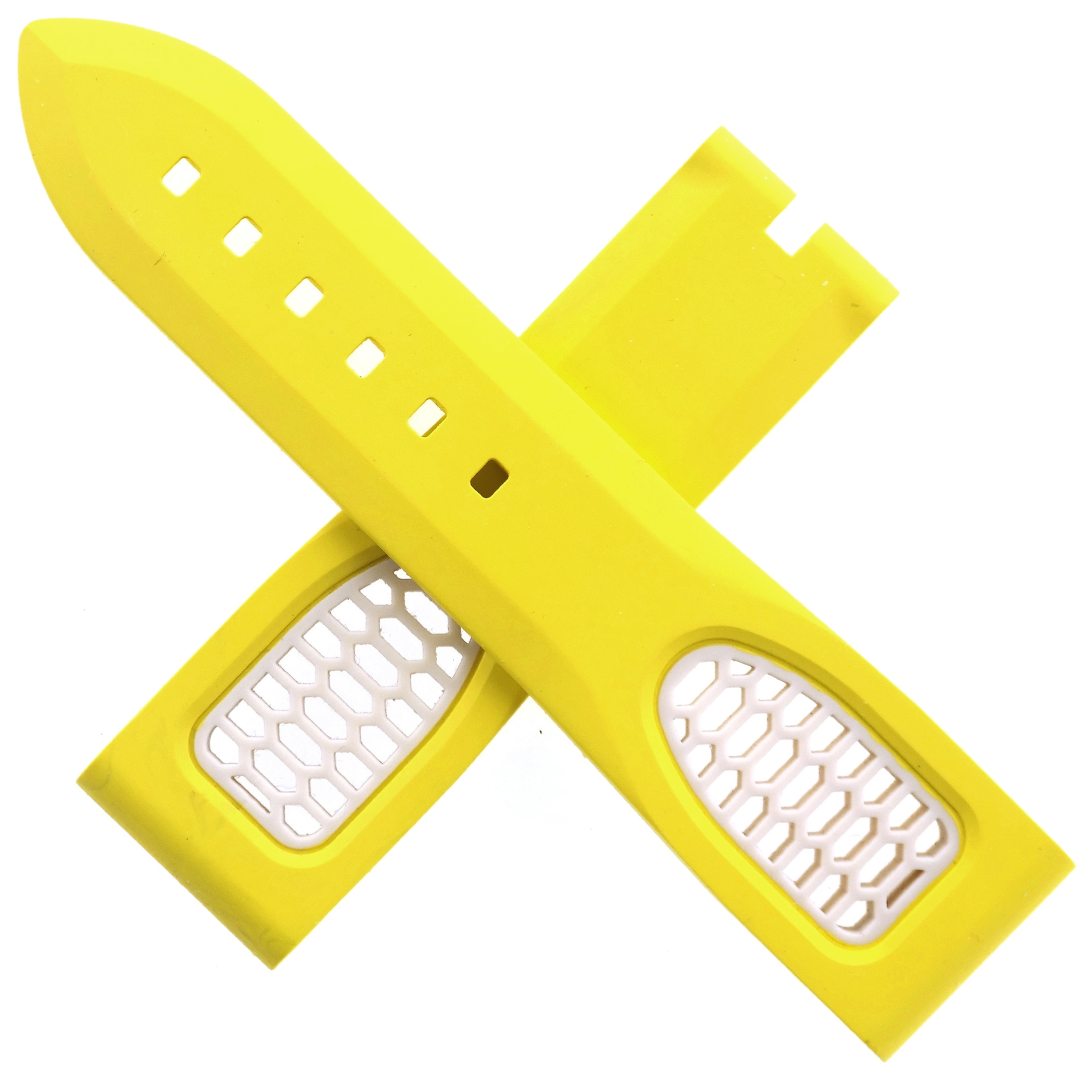 TUDOR Honeycomb Glow-in-the-dark Watch Strap - 22-20/105-70 - Rubber - Yellow