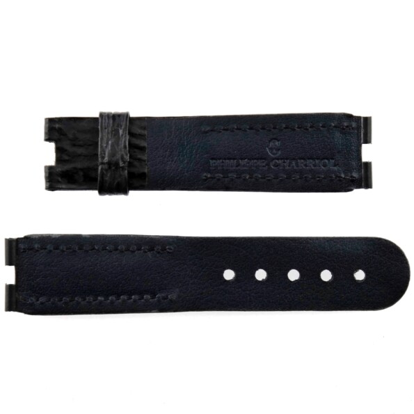 authentic philippe charriol 18/18 95/75 shark skin watch strap black