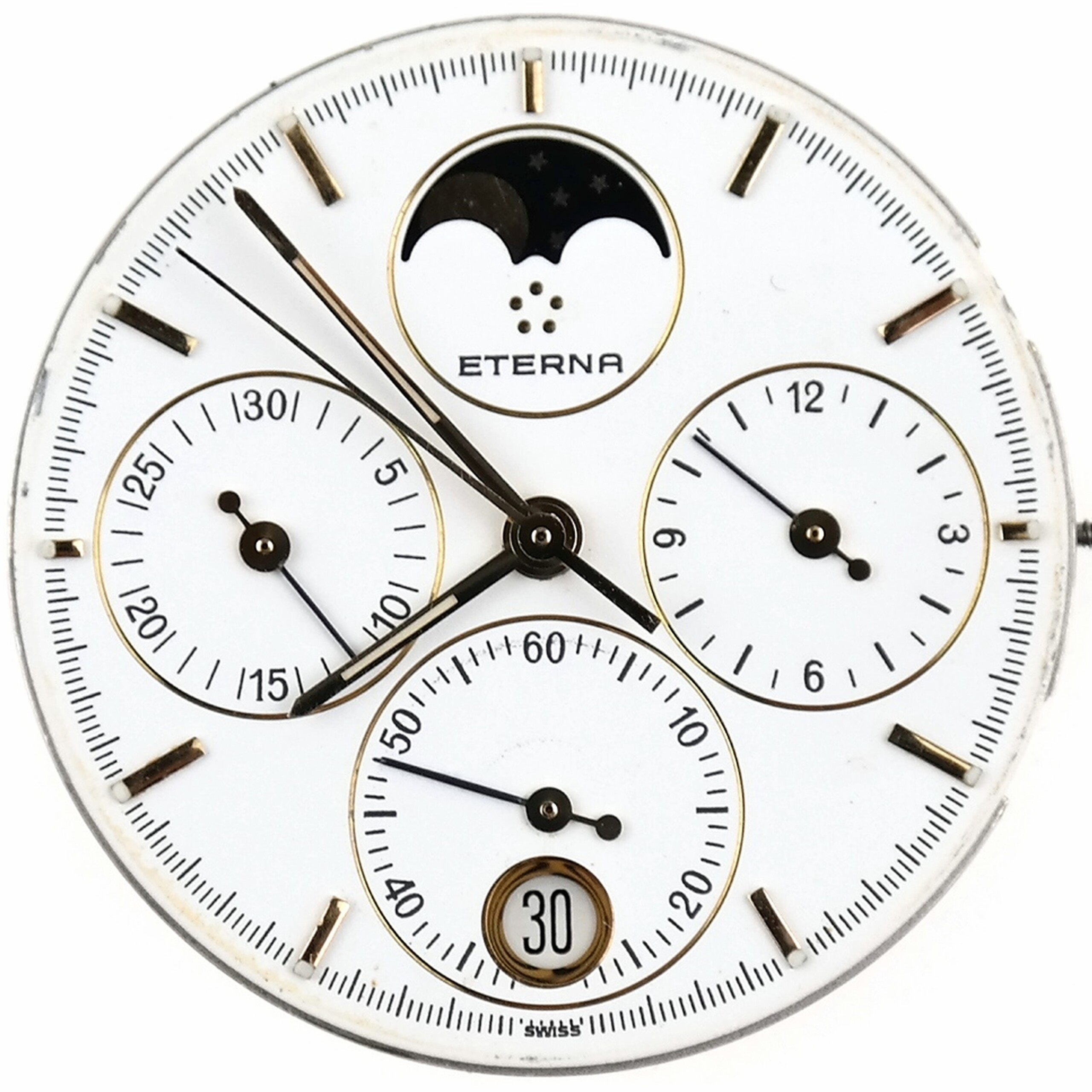 ETERNA Caliber 850 - Meca-Quartz Chronograph Moon-Phases Watch Movement