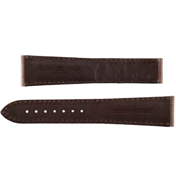 maurice lacroix leather watch strap 22/18 100/125 swiss made brown xl