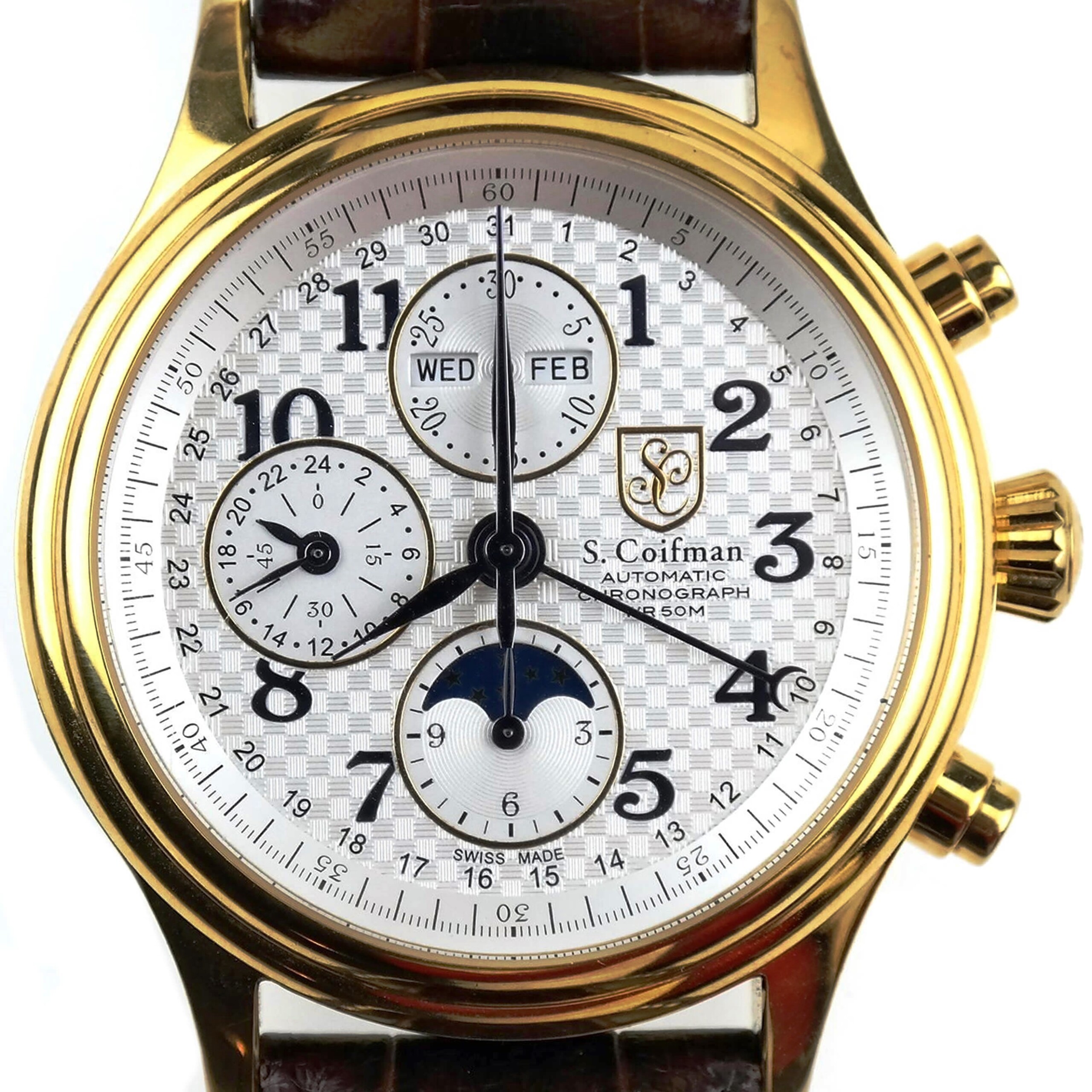 S.COIFMAN - Automatic Chronograph Triple Date MoonPhase Swiss Watch Valjoux 7751