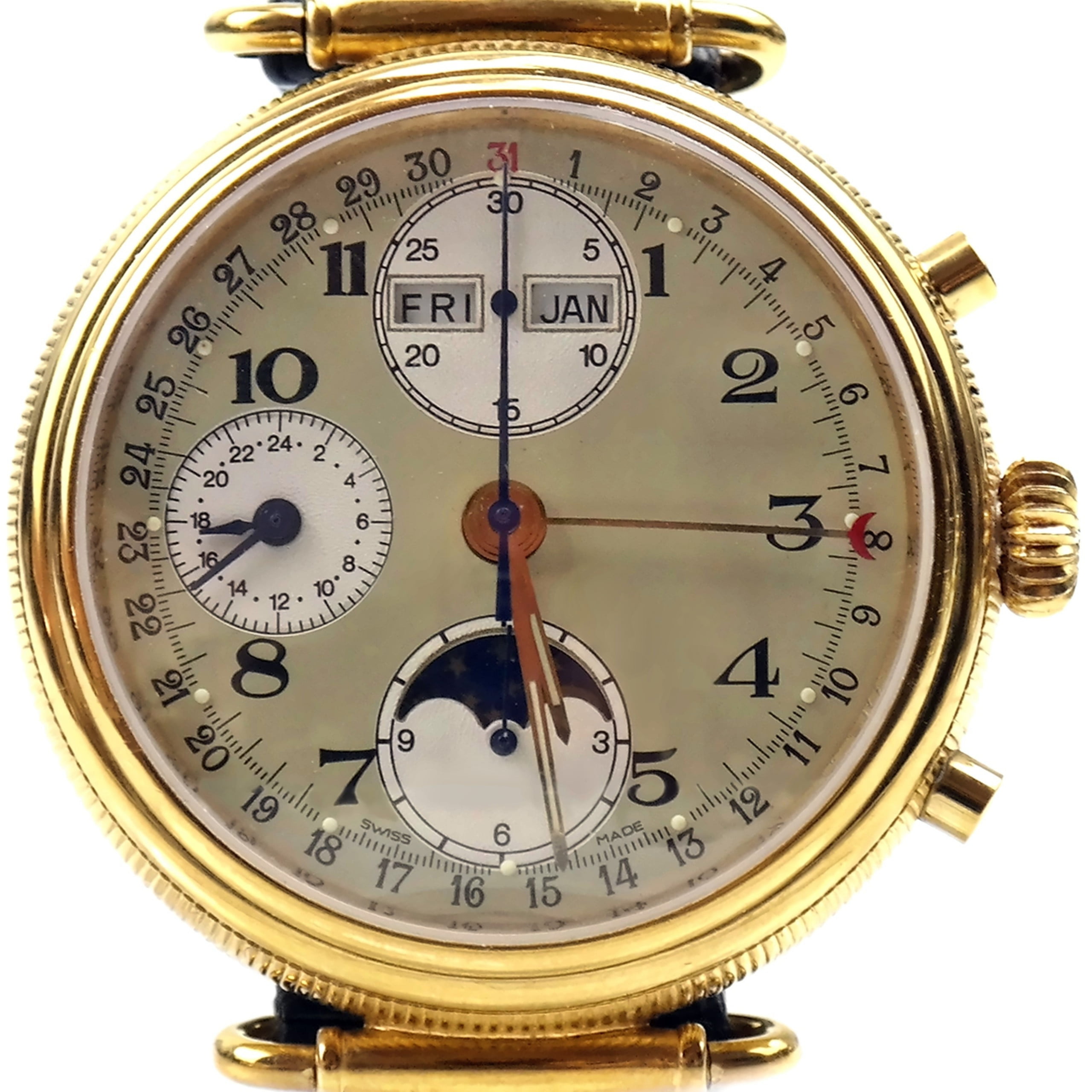 Swiss Made Chronograph Automatic Moon-Phases Full Calendar Watch Valjoux 7751